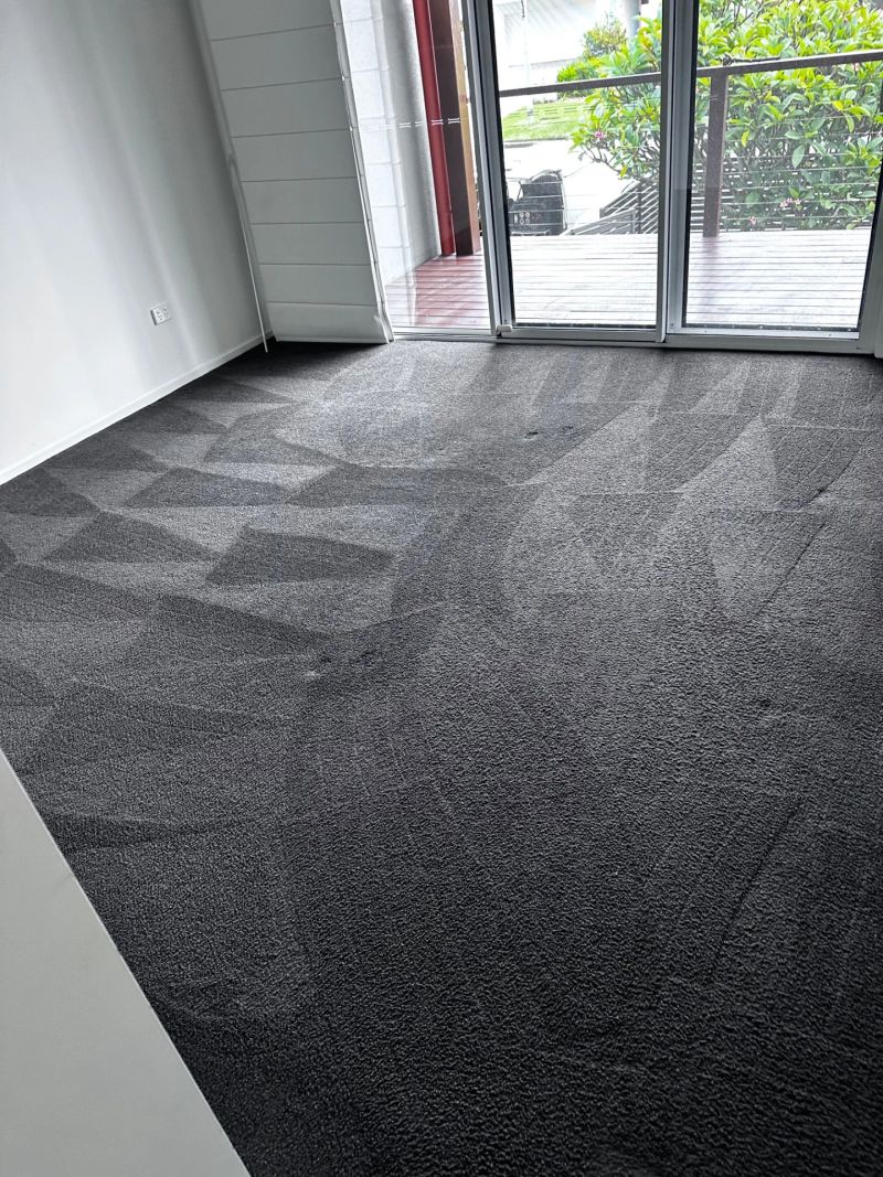 Clean, gray carpets in a fresh living room environment after professional cleaning.